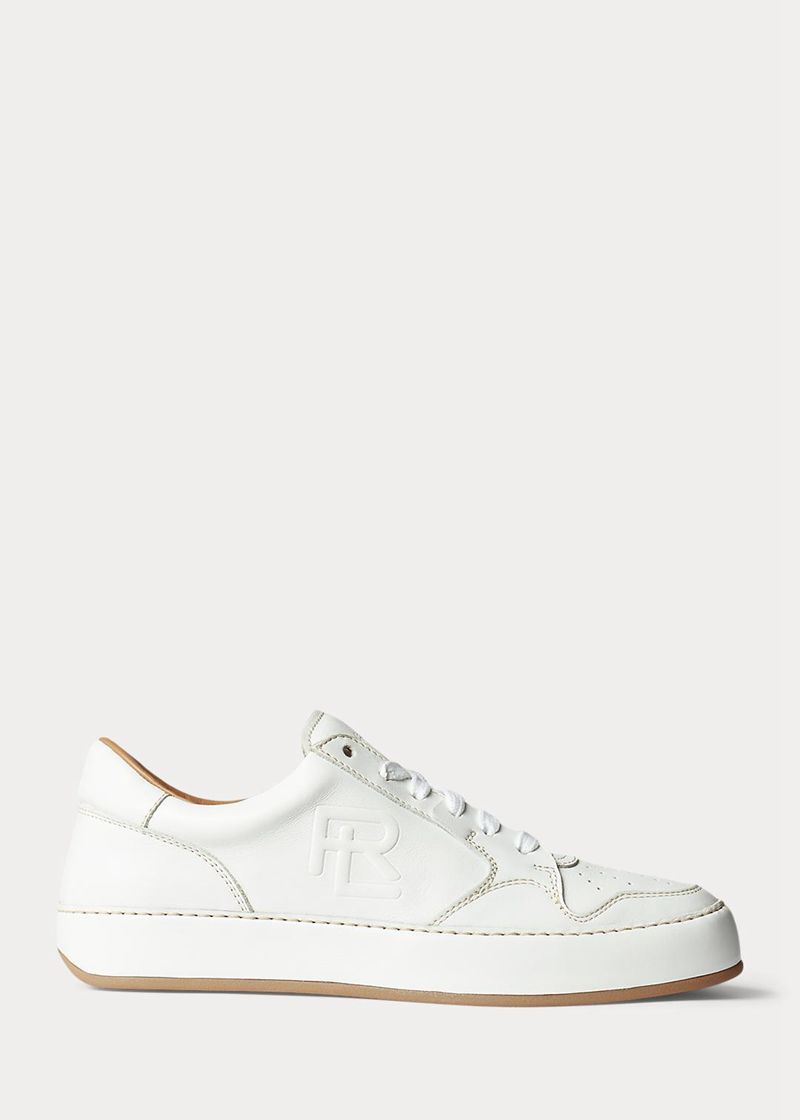 Zapatillas Ralph Lauren Mujer Jinett Calfskin Low-Top Chile Blancas COVFA-6205